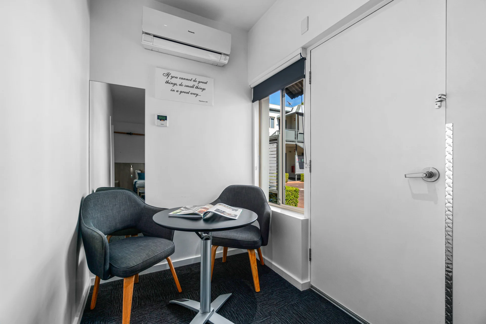 Spacious and modern Accessible Living Studio bedroom at North Adelaide Boutique Stays Accommodation.