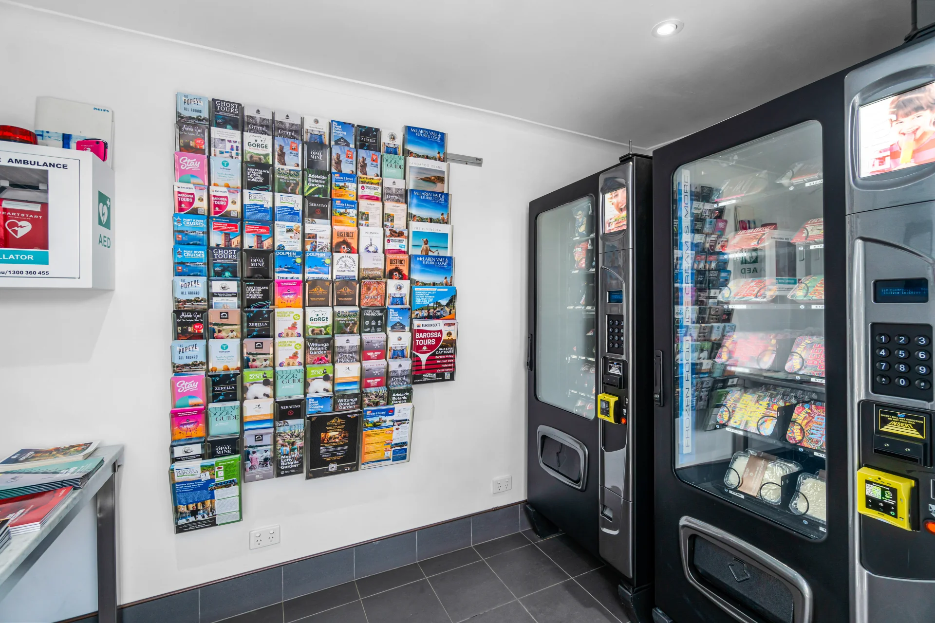 24/7 refreshment room with vending machines at North Adelaide Boutique Stays accommodation